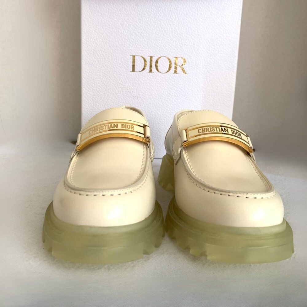 Christian Dior Code Loafers Off White Brushed Calfskin in Box w/ Dust bag - Picture 4 of 11